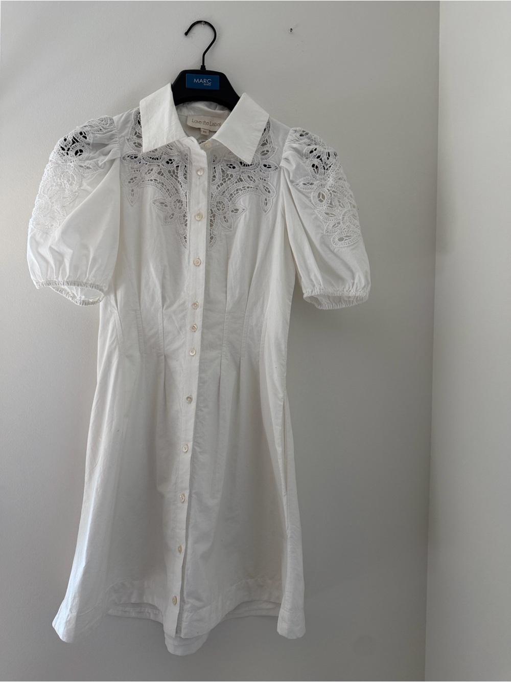 White Eyelet Puff-Sleeve Dress